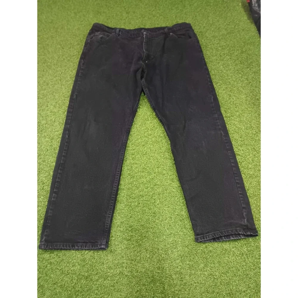 Wrangler Five Star Premium Jeans Mens 42x30 Black Denim Relaxed Fit Straight Leg